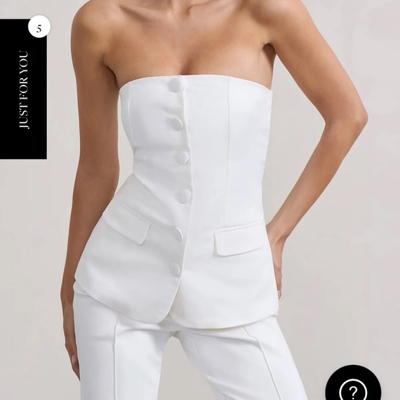 NEW Club L London Matching set - white strapless tailored top and trousers - Picture 2 of 7